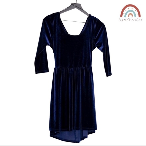 Forever 21 Blue Velvet Velour Criss Cross Back Party Cocktail Formal Mini Dress - Picture 4 of 11